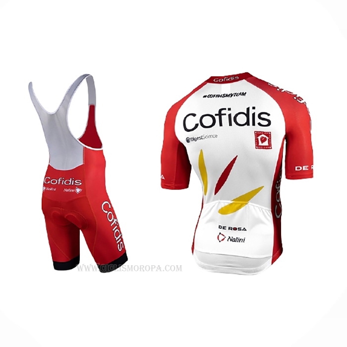 2021 Ropa Ciclismo Cofidis Rojo Blanco Mangas Corta y Culotte Corto